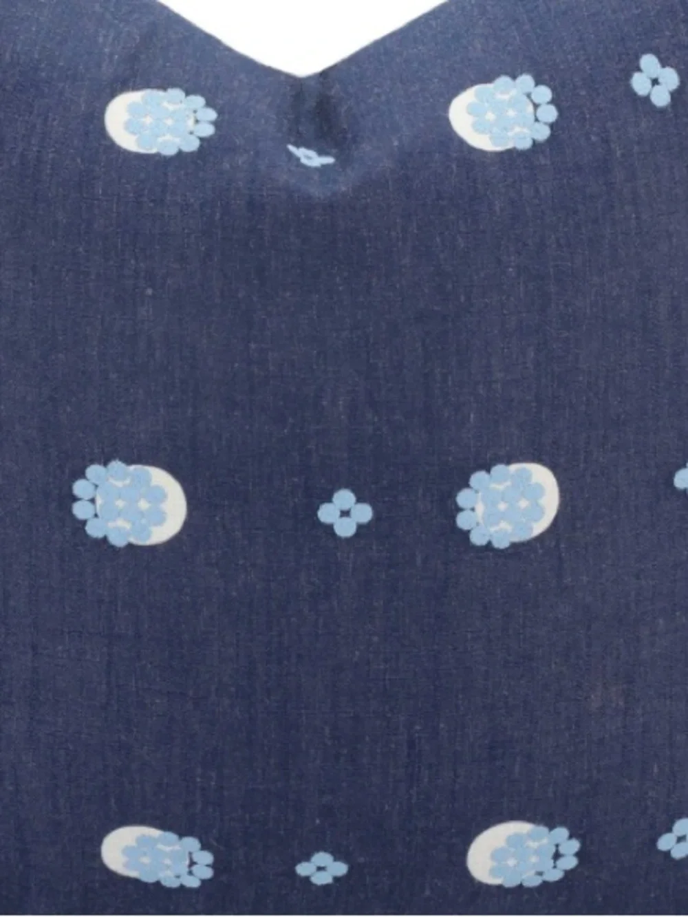 Embroidered Stripes & Dots Pillow Cover Indoor/Outdoor SQUARE 20x20” NAVY BLUE